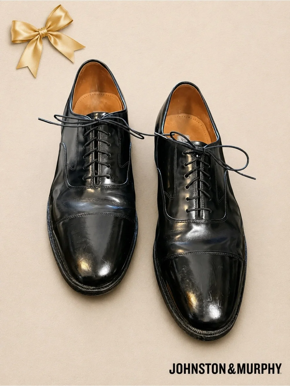 Johnston & Murphy Optima Comfort Black Leather Cap Toe Oxford Dress Shoes 13 E/C
